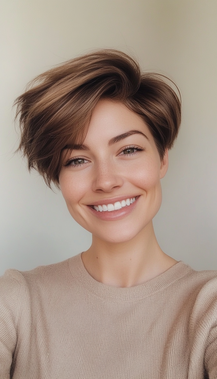 23. Soft Cropped Cut in Cool Mocha (Short Hairstyles For Thin Hair) - Short Hairstyles For Thin Hair