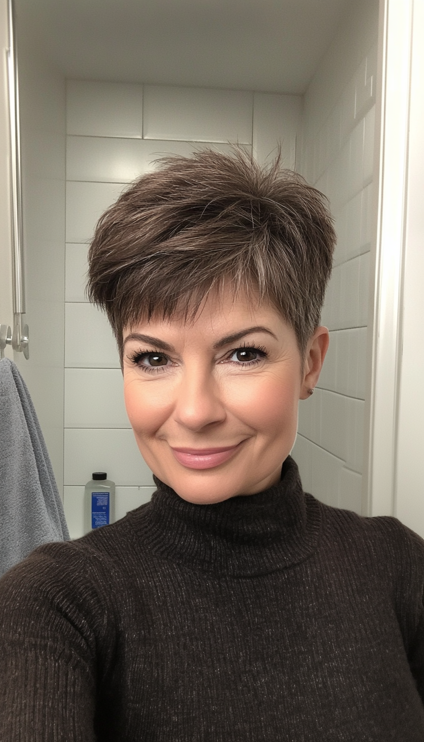 3. Classic Pixie in Deep Espresso (Pixie Haircuts For Older Women) - Pixie Haircuts For Older Women