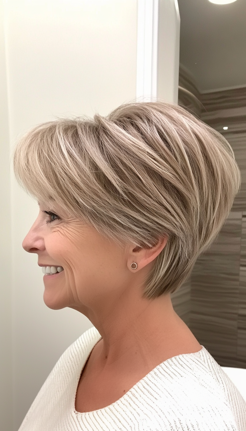 8. Wispy Pixie with Face-Framing Bangs in Honey Blonde (Pixie Haircuts For Older Women) - Pixie Haircuts For Older Women