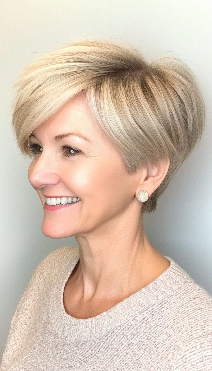 19. Soft Pixie Bob in Sandy Blonde (Pixie Haircuts For Older Women) - Pixie Haircuts For Older Women