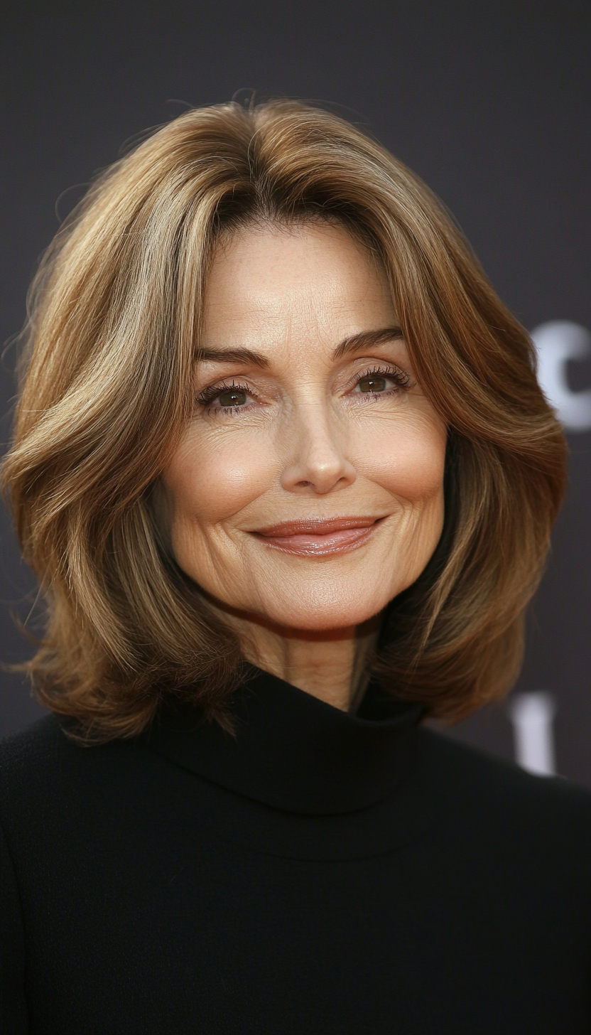 1. Soft Layered Bob in Warm Chestnut (Medium Length Hairstyles For Older Women) - Medium Length Hairstyles For Older Women