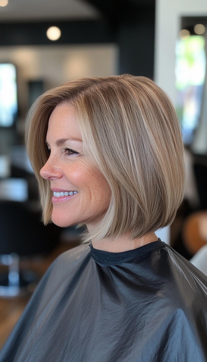 25. Tapered Shoulder-Length Bob in Dark Honey Blonde (Medium Length Hairstyles For Older Women) - Medium Length Hairstyles For Older Women