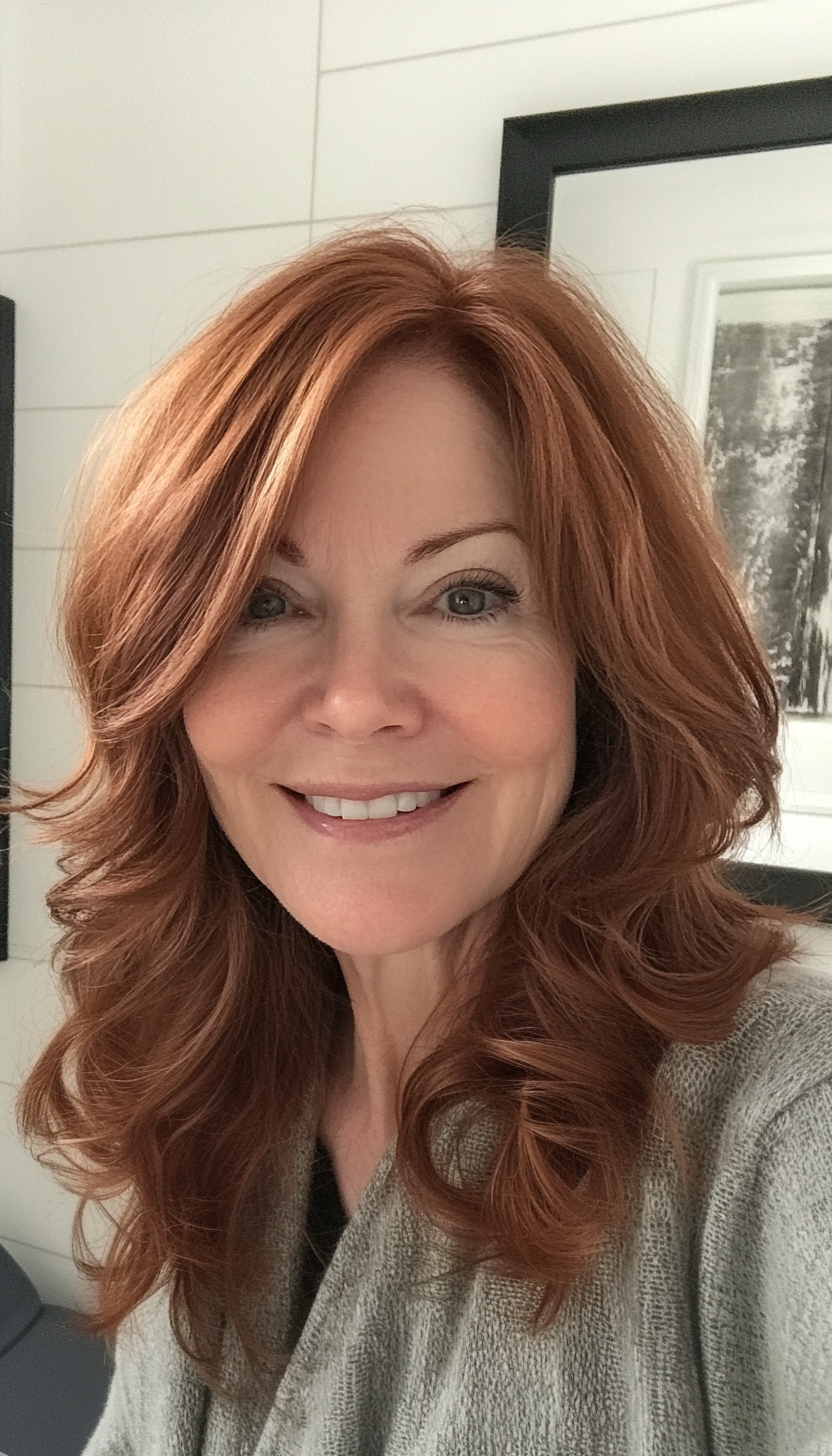 26. Wavy Mid-Length Cut in Light Chestnut Brown (Medium Length Hairstyles For Older Women) - Medium Length Hairstyles For Older Women