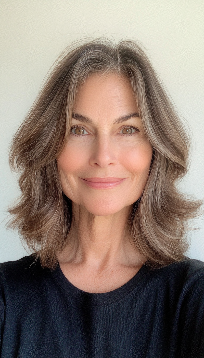 3. Classic Shoulder-Length Cut with Warm Brunette (Hairstyles For Women Over 60 With Fine Hair) - Hairstyles For Women Over 60 With Fine Hair