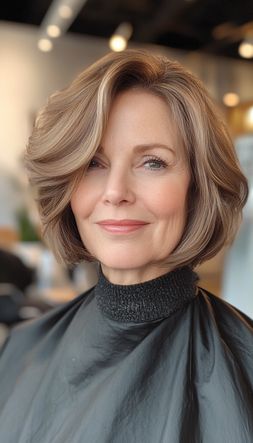5. Chin-Length Blunt Bob in Soft Brown (Hairstyles For Women Over 60 With Fine Hair) - Hairstyles For Women Over 60 With Fine Hair