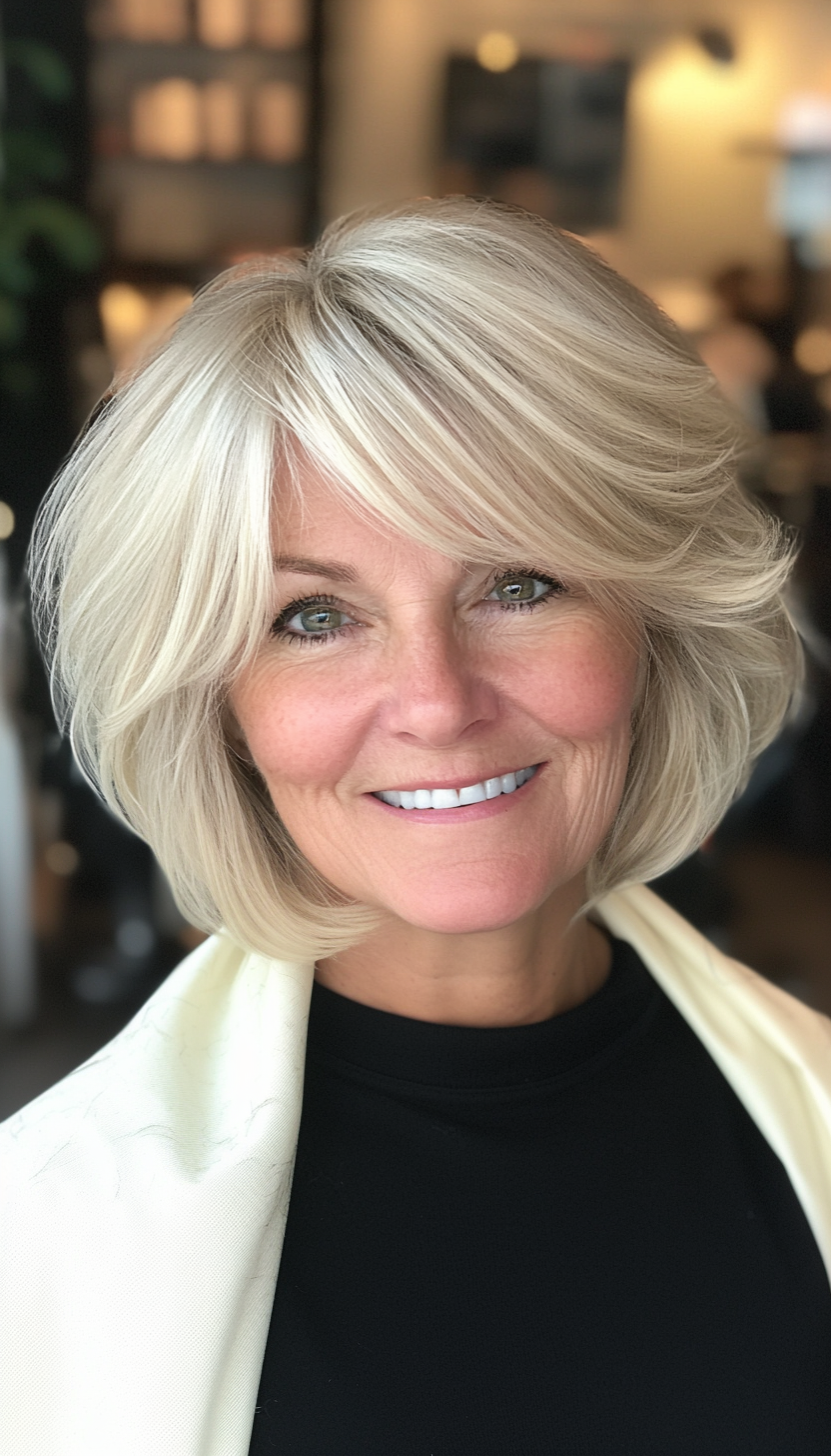 7. Wispy Layered Bob in Honey Blonde (Hairstyles For Women Over 60 With Fine Hair) - Hairstyles For Women Over 60 With Fine Hair