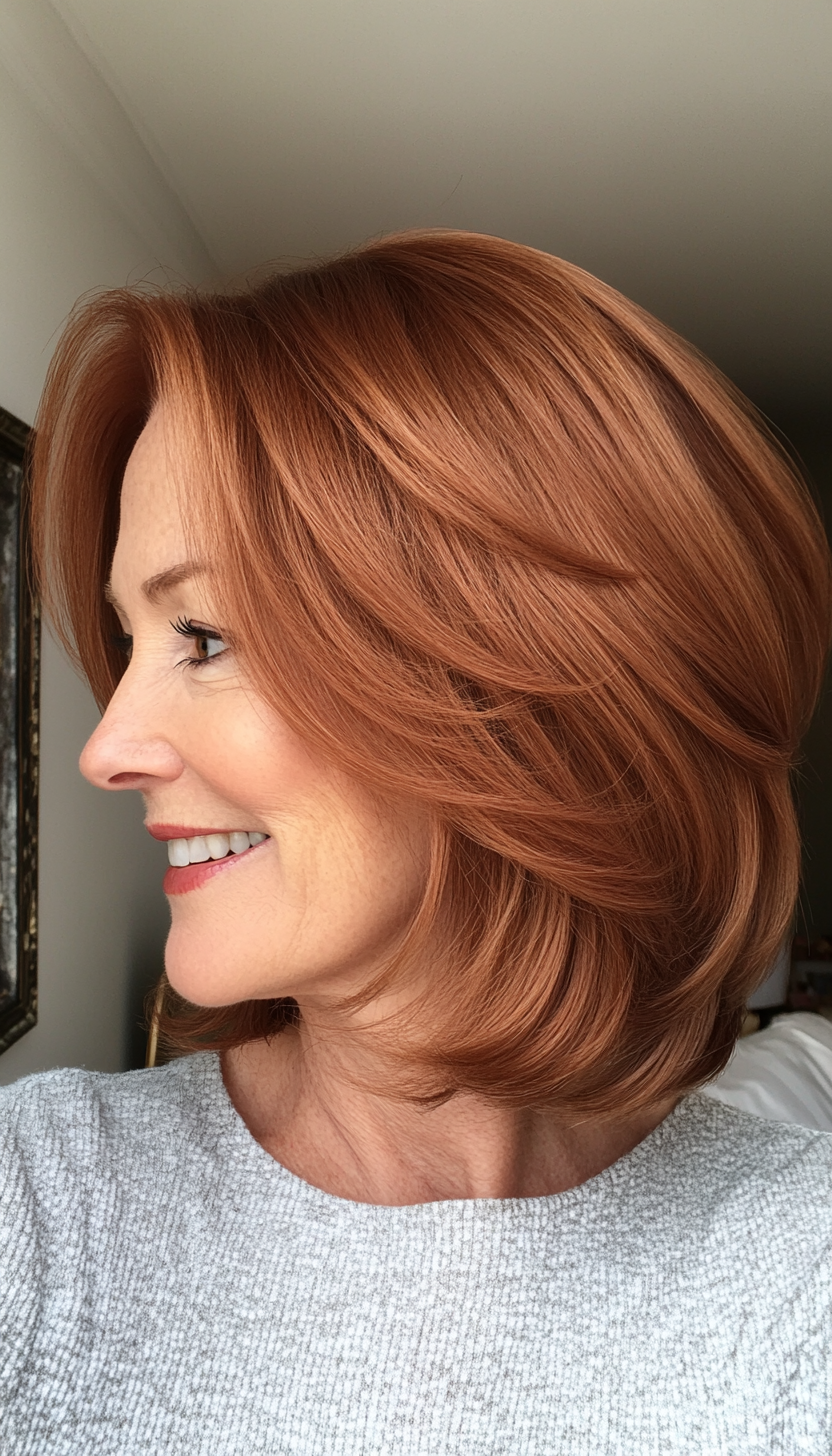 11. Neck-Length Bob with Soft Auburn (Hairstyles For Women Over 60 With Fine Hair) - Hairstyles For Women Over 60 With Fine Hair