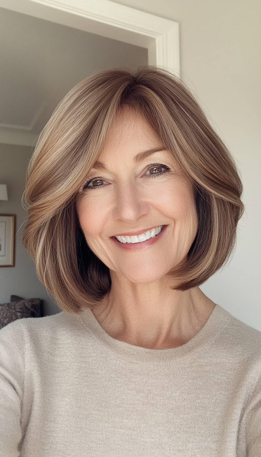 14. Collarbone-Length Cut in Classic Brunette (Hairstyles For Women Over 60 With Fine Hair) - Hairstyles For Women Over 60 With Fine Hair