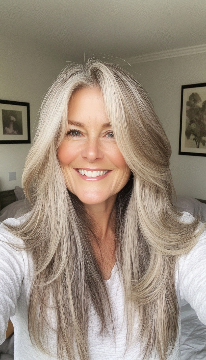 18. Long Layered Cut in Natural Dark Blonde (Hairstyles For Women Over 60 With Fine Hair) - Hairstyles For Women Over 60 With Fine Hair