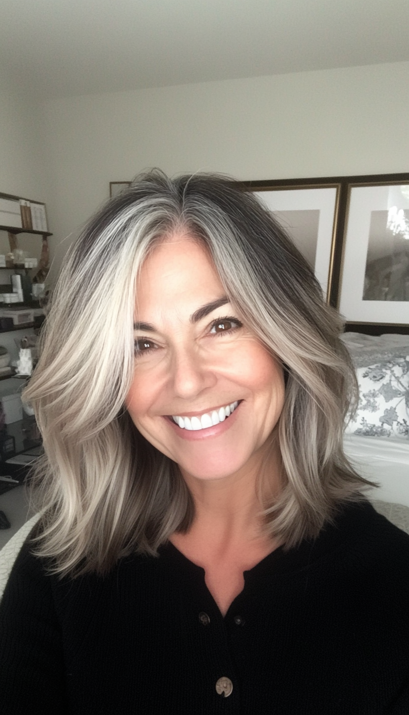 27. Soft Layered Lob with Dark Ash Blonde (Hairstyles For Women Over 60 With Fine Hair) - Hairstyles For Women Over 60 With Fine Hair