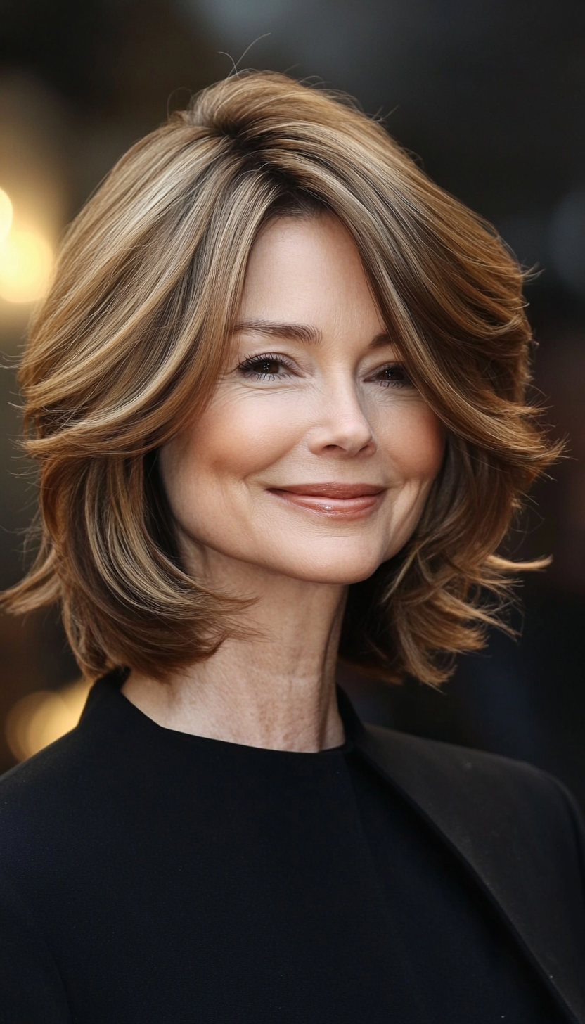 1. Soft Layered Bob in Warm Chestnut (Modern Hairstyles For Women Over 50) - Modern Hairstyles For Women Over 50