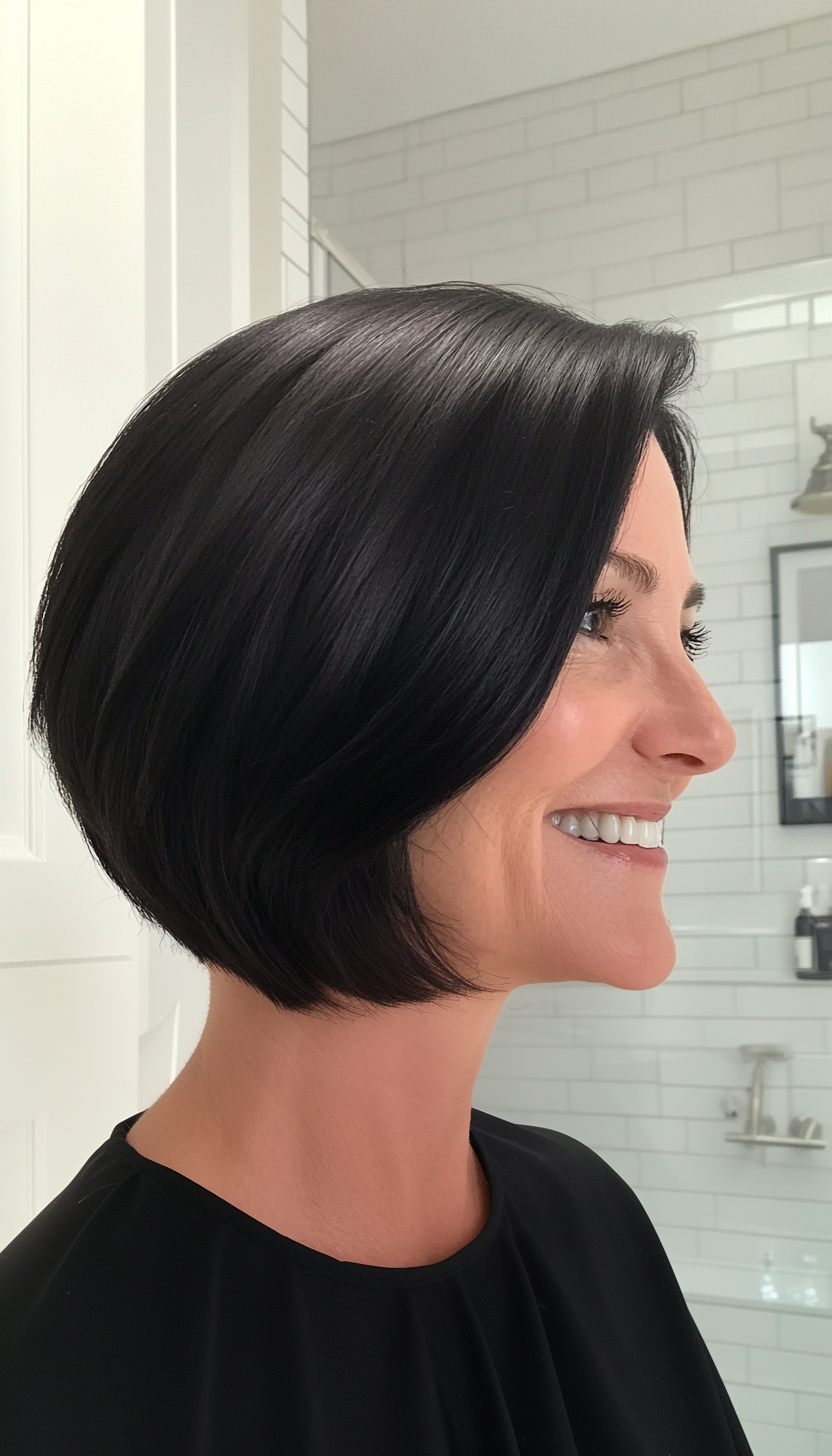 9. Classic French Bob in Natural Black (Modern Hairstyles For Women Over 50) - Modern Hairstyles For Women Over 50