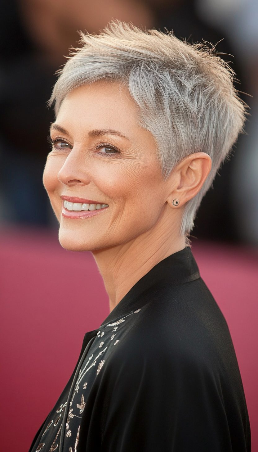12. Tapered Pixie Cut in Cool Gray (Modern Hairstyles For Women Over 50) - Modern Hairstyles For Women Over 50