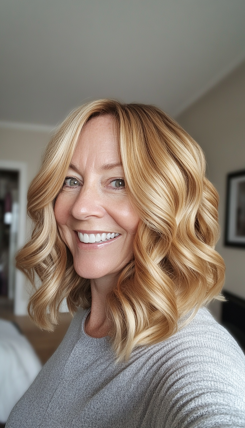 13. Wavy Collarbone Cut in Golden Blonde (Modern Hairstyles For Women Over 50) - Modern Hairstyles For Women Over 50