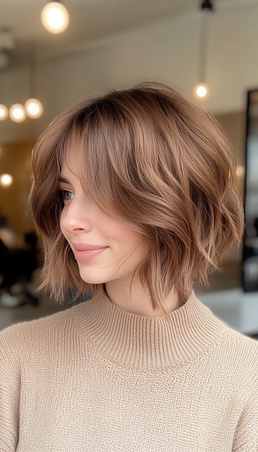 10. Textured Mocha Brown Bob (Short Bob Hairstyles With Fringe) - Short Bob Hairstyles With Fringe