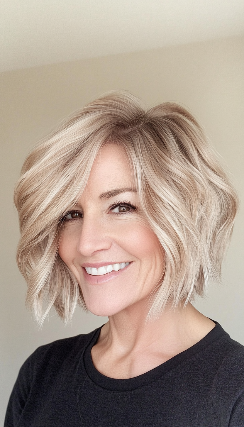 5. Soft Wavy Lob in Sandy Blonde (Short Hairstyles For Women Over 60 With Thin Hair) - Short Hairstyles For Women Over 60 With Thin Hair