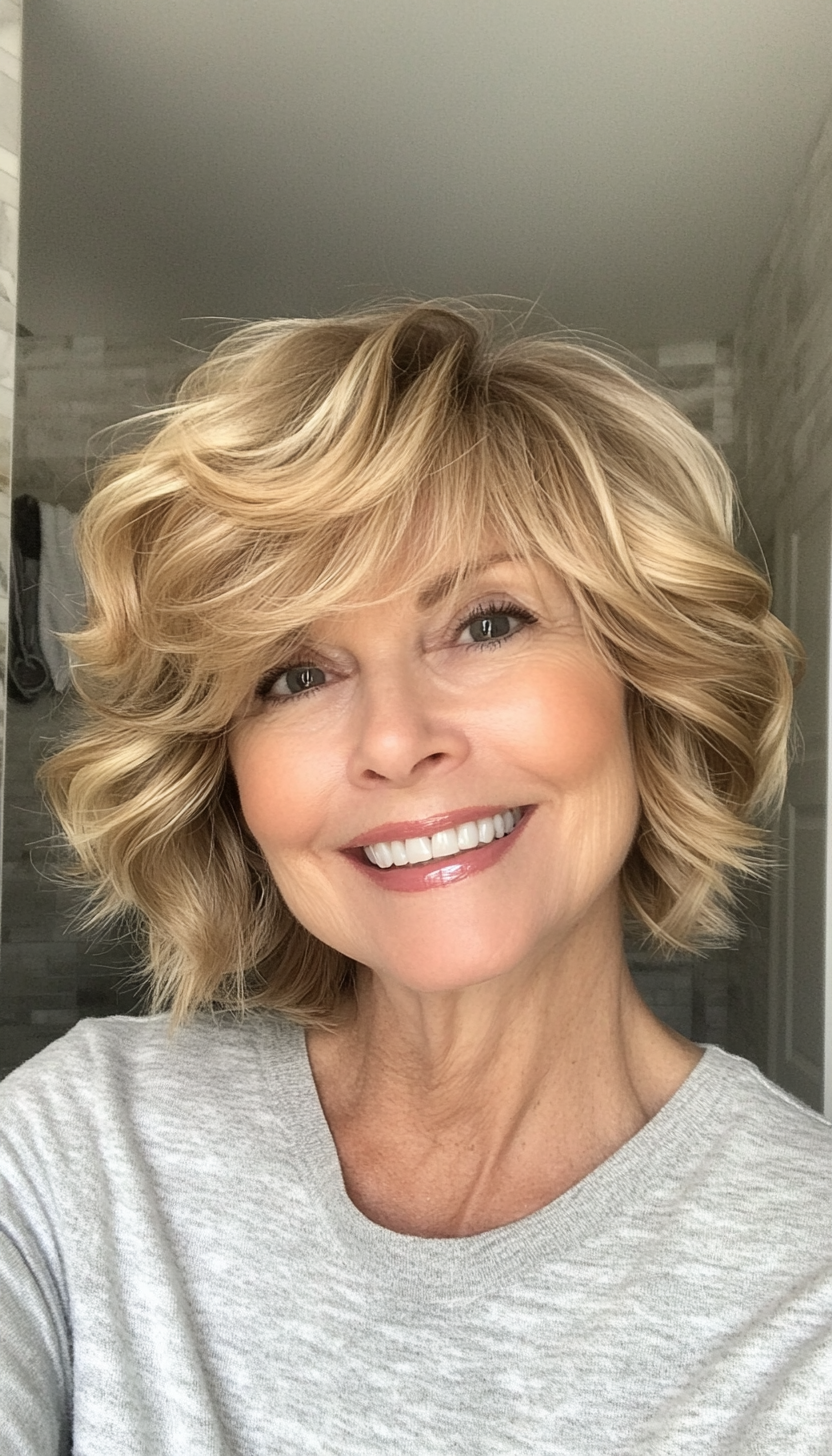4. Wavy Shag in Golden Blonde (Short Haircuts Women Over 60) - Short Haircuts Women Over 60
