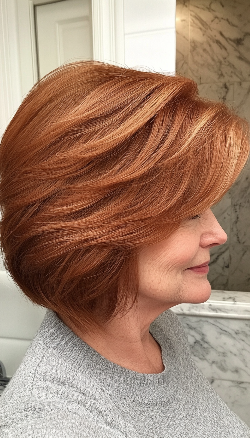 7. Feathered Cut in Light Auburn (Short Haircuts Women Over 60) - Short Haircuts Women Over 60