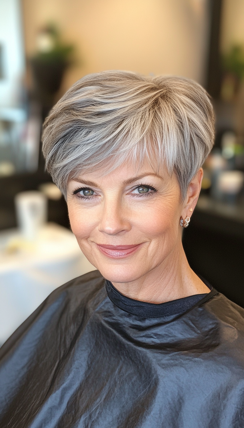 18. Layered Tapered Cut in Natural Gray (Short Haircuts Women Over 60) - Short Haircuts Women Over 60