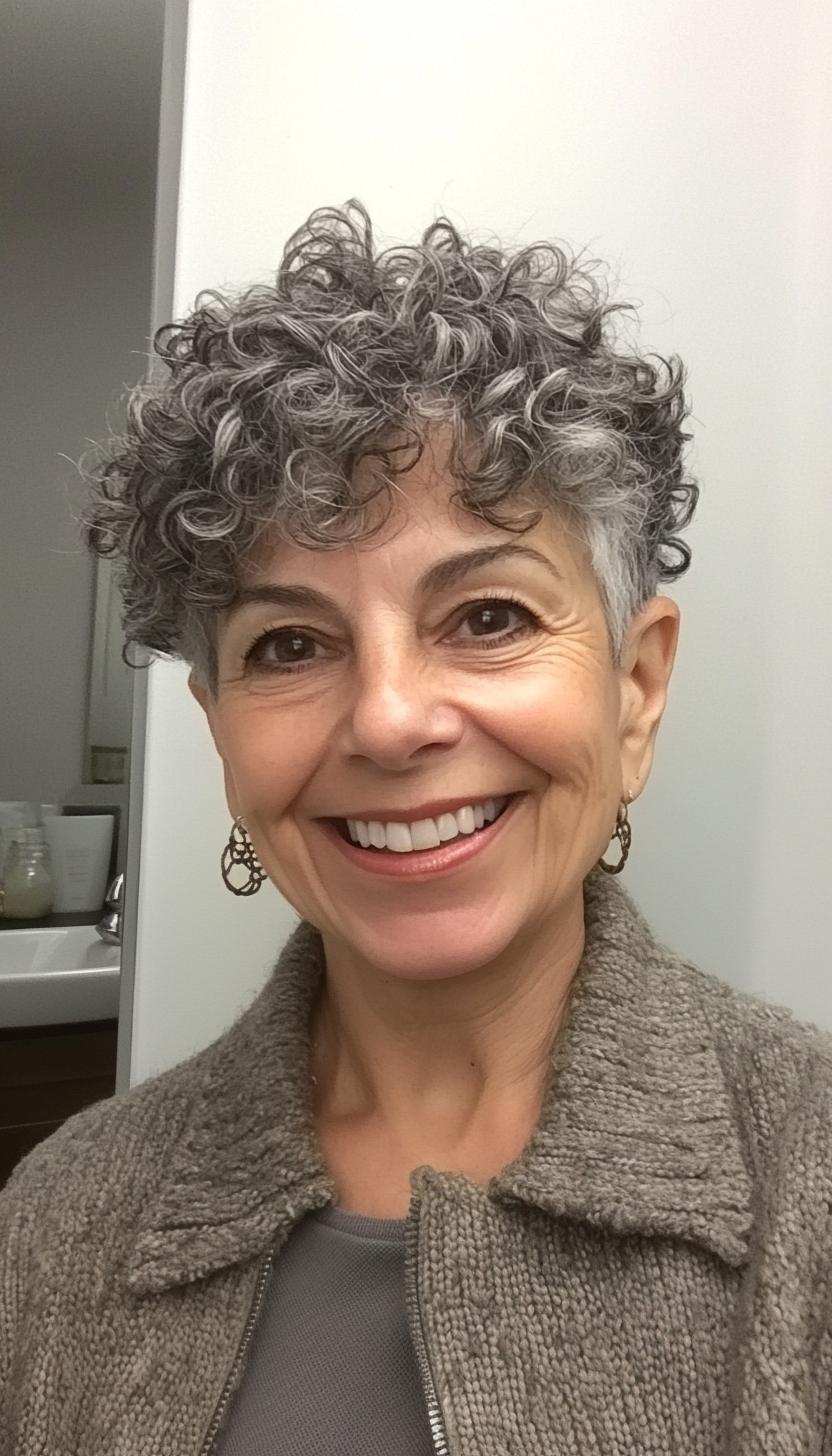 22. Cropped Curls in Natural Salt and Pepper (Short Haircuts Women Over 60) - Short Haircuts Women Over 60