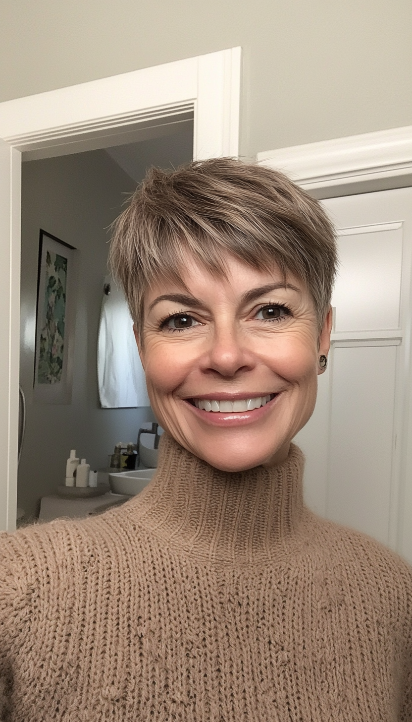 26. Textured Short Crop in Ash Brown (Short Haircuts Women Over 60) - Short Haircuts Women Over 60