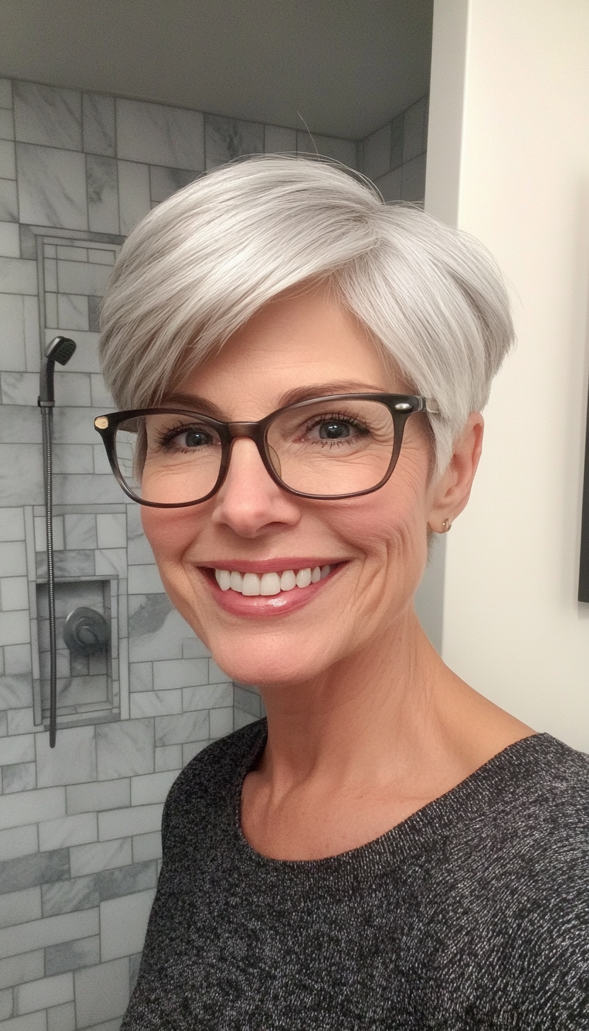 1. Classic Silver Pixie (Short Hairstyles For Women Over 60 With Glasses) - Short Hairstyles For Women Over 60 With Glasses