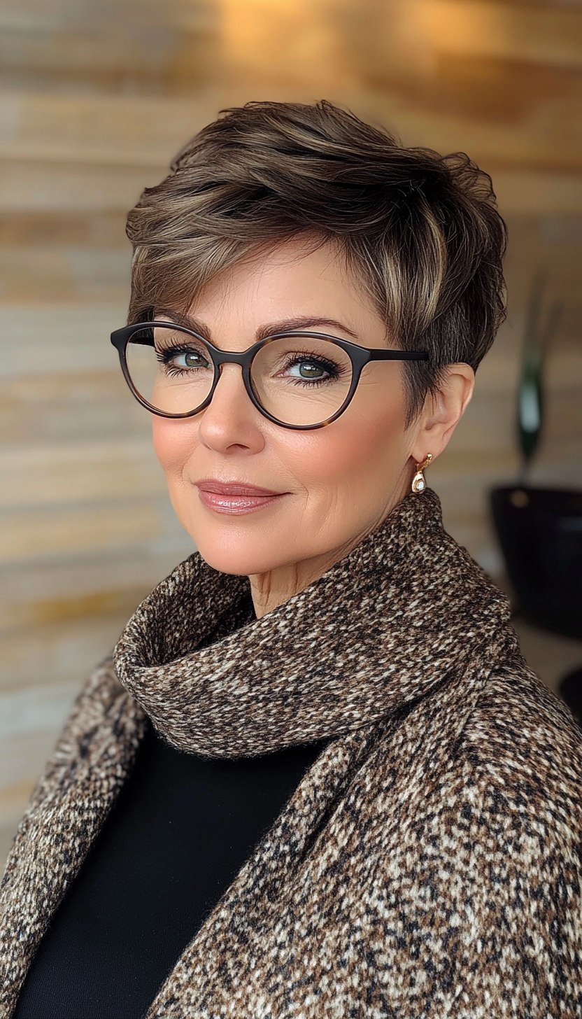 23. Deep Espresso Tapered Pixie (Short Hairstyles For Women Over 60 With Glasses) - Short Hairstyles For Women Over 60 With Glasses
