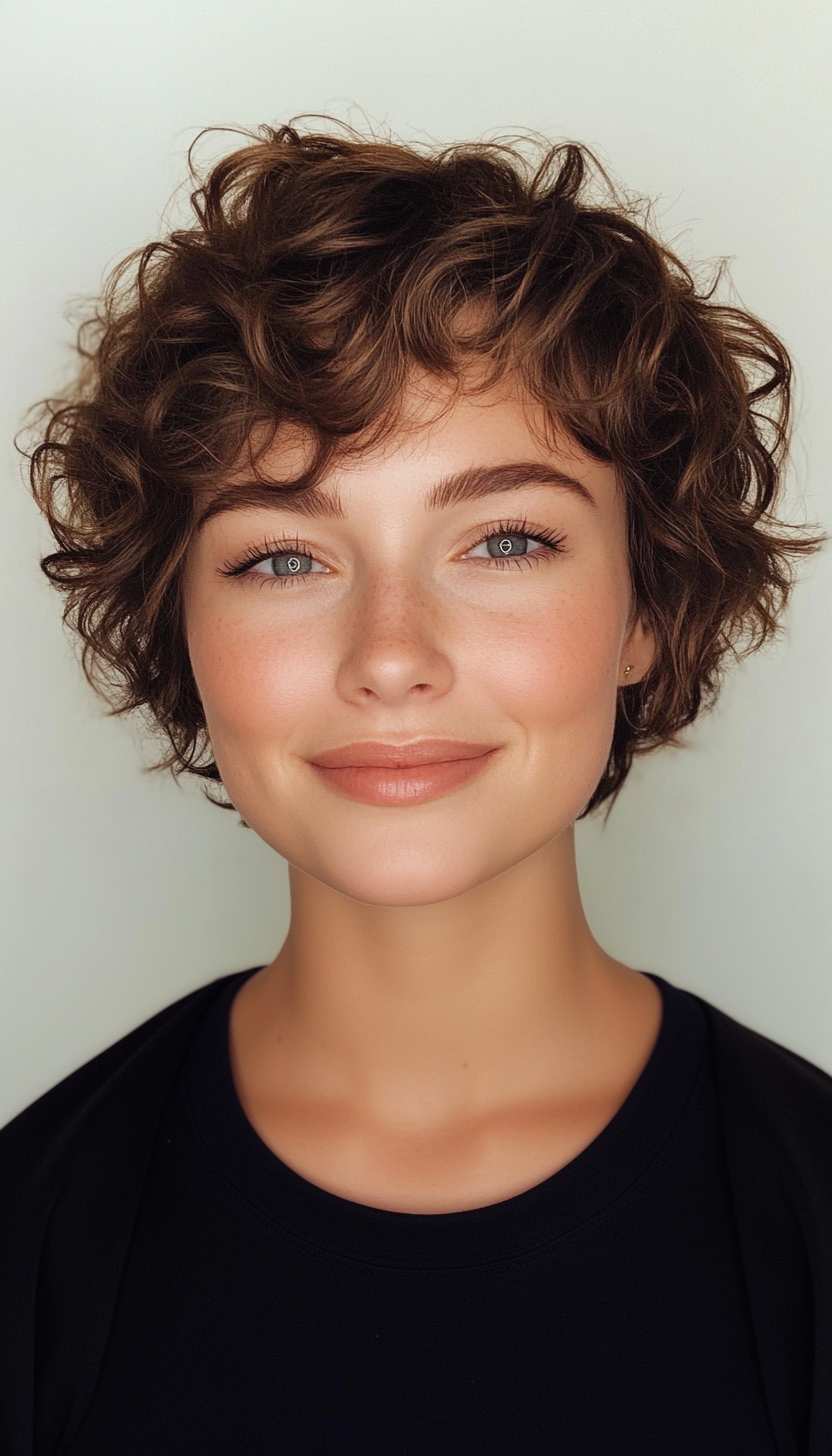 1. Classic Curly Pixie in Deep Brown (Pixie Hairstyles For Curly Hair) - Pixie Hairstyles For Curly Hair