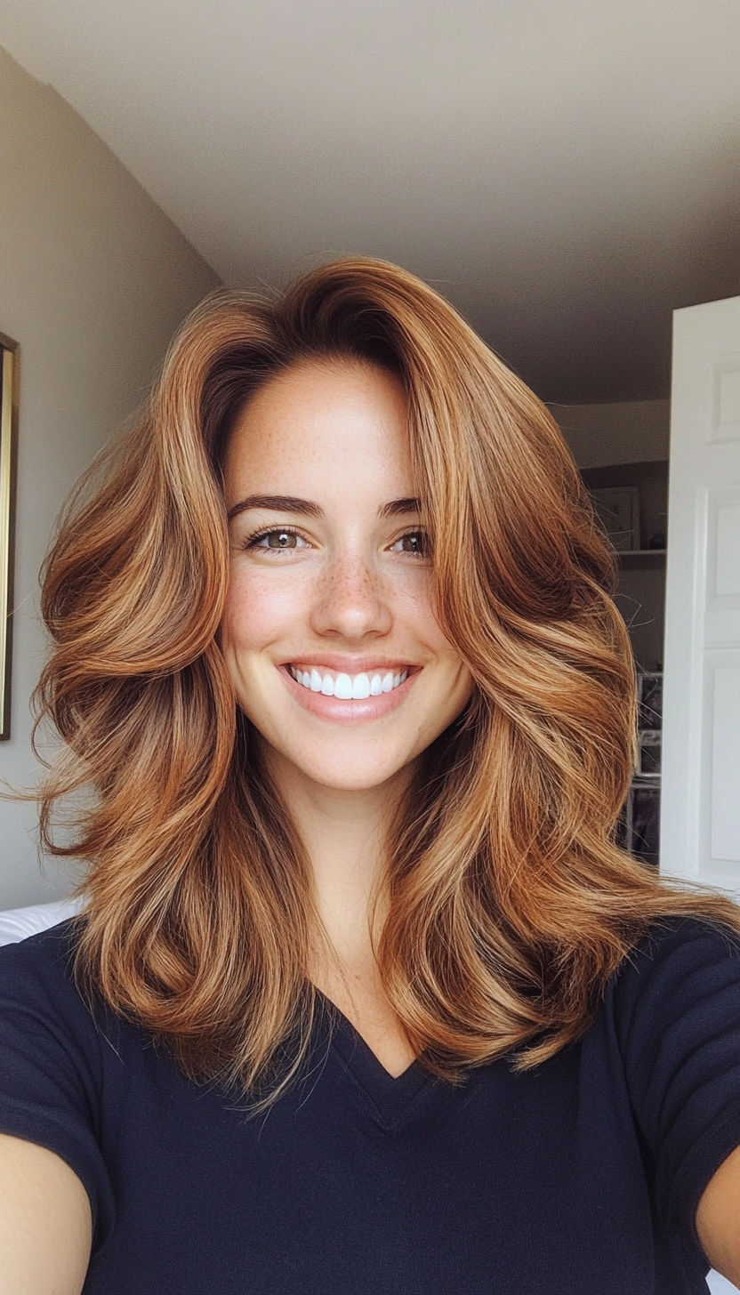 1. Feathered Layers in Warm Chestnut (Haircuts For Fluffy Hair) - Haircuts For Fluffy Hair