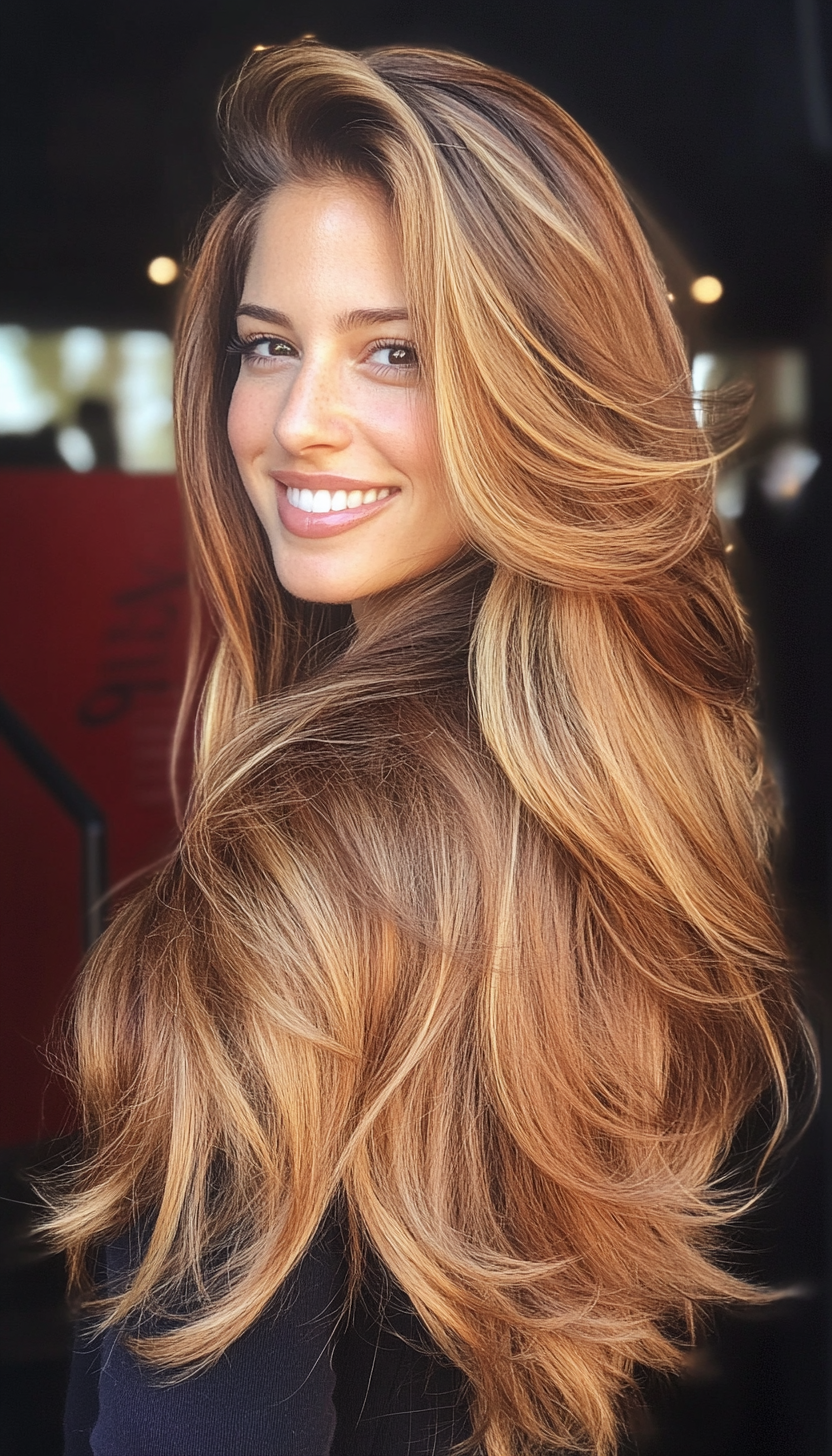 5. Long Cascading Layers in Golden Brown (Haircuts For Fluffy Hair) - Haircuts For Fluffy Hair