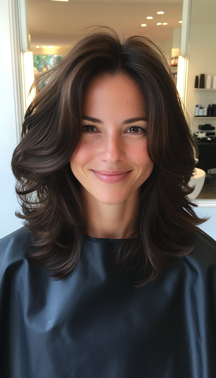 6. Classic Shoulder-Length Cut in Dark Chocolate Brown (Haircuts For Fluffy Hair) - Haircuts For Fluffy Hair
