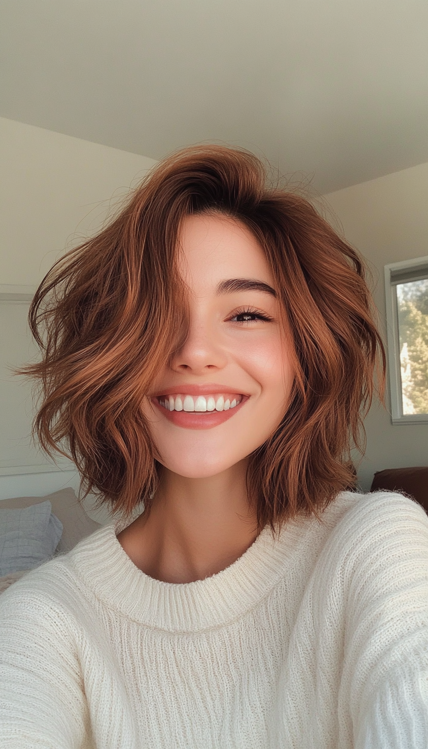 9. Modern Wolf Cut in Deep Chestnut (Haircuts For Fluffy Hair) - Haircuts For Fluffy Hair