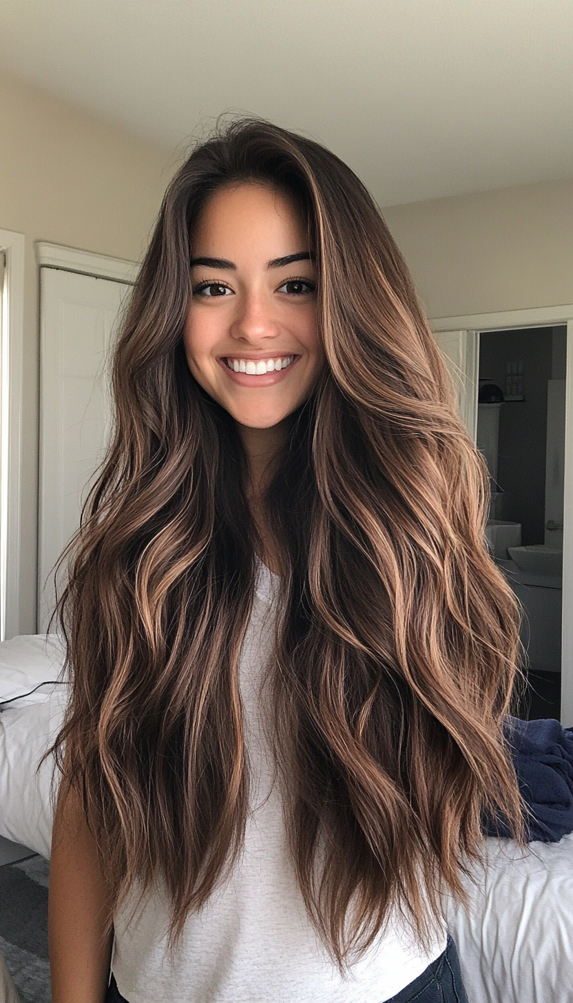 10. Long Tousled Waves in Dark Ash Brown (Haircuts For Fluffy Hair) - Haircuts For Fluffy Hair