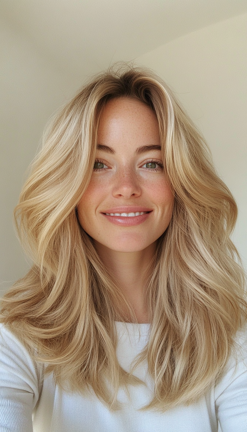 17. Flowy Mid-Length Layers in Sandy Blonde (Haircuts For Fluffy Hair) - Haircuts For Fluffy Hair