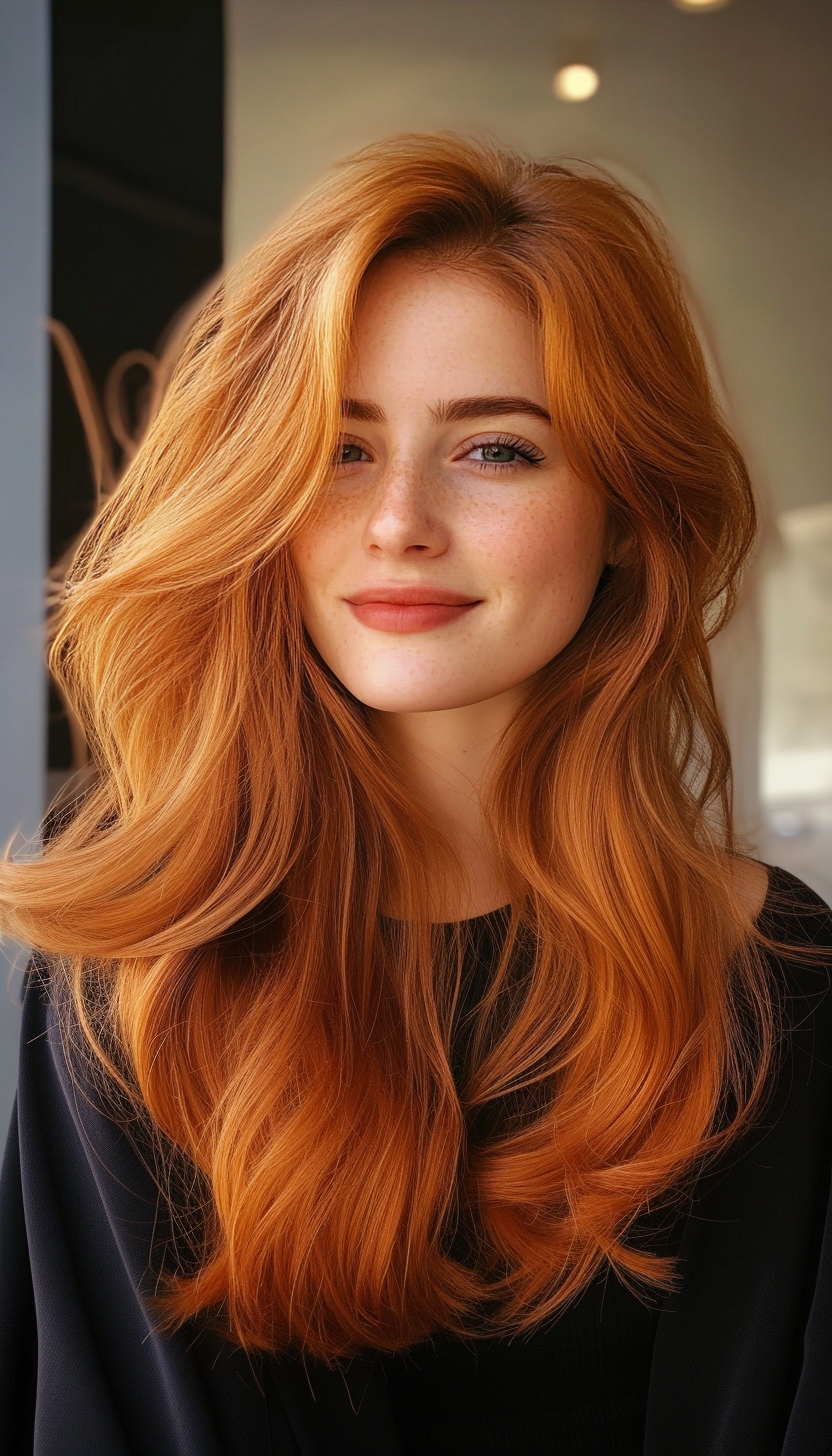 21. Soft Waves with Golden Auburn Undertones (Haircuts For Fluffy Hair) - Haircuts For Fluffy Hair