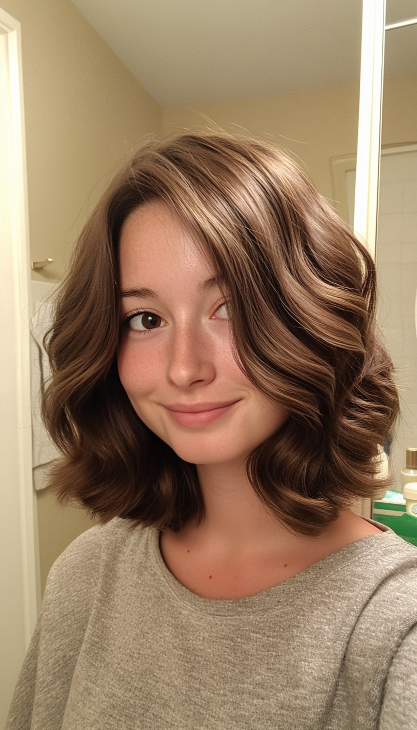 22. Shoulder-Grazing Waves in Dark Honey Brown (Haircuts For Fluffy Hair) - Haircuts For Fluffy Hair
