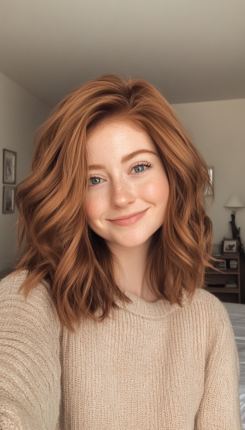27. Textured Shoulder-Length Cut in Chestnut Brown (Haircuts For Fluffy Hair) - Haircuts For Fluffy Hair