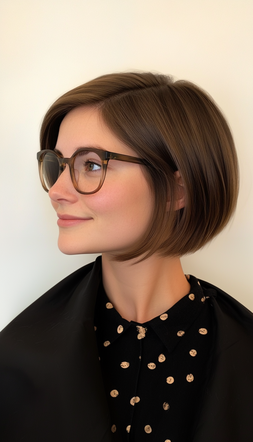 2. Collarbone Blunt Cut in Dark Chocolate (Haircuts With Glasses) - Haircuts With Glasses