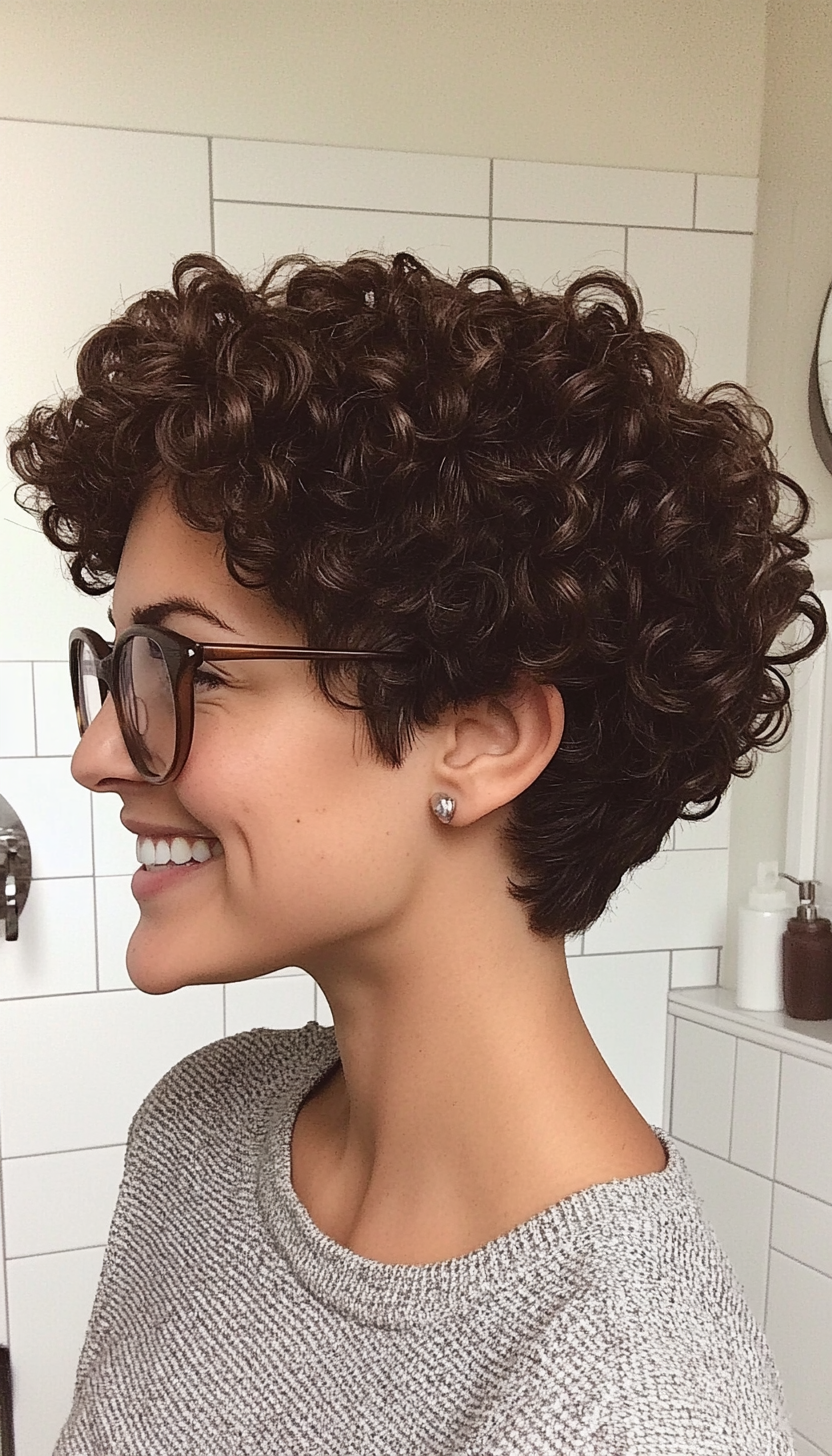 16. Short Curly Pixie in Espresso Brown (Haircuts With Glasses) - Haircuts With Glasses