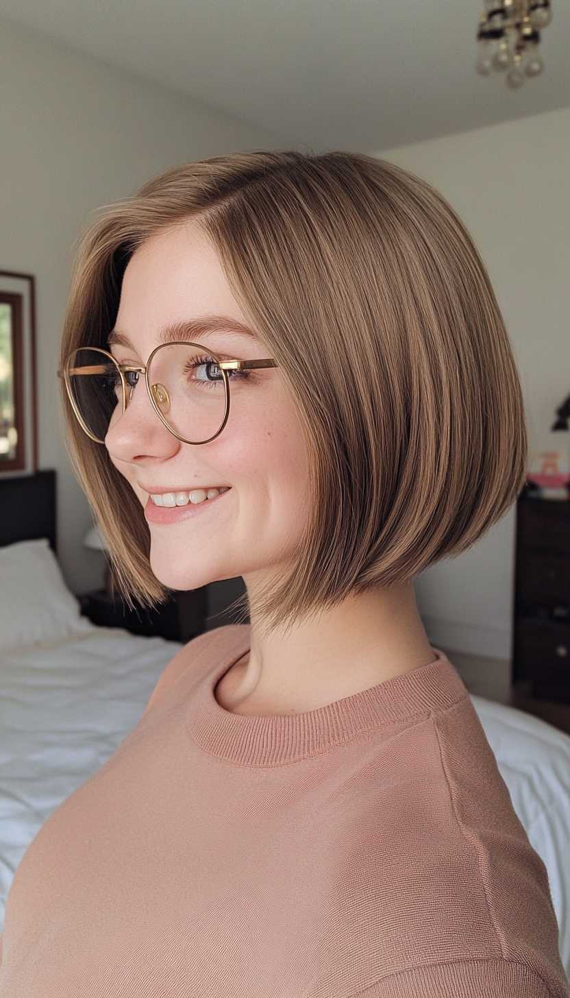 23. Rounded Bob in Soft Dark Blonde (Haircuts With Glasses) - Haircuts With Glasses
