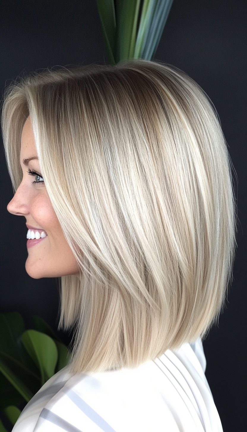 1. Softly Layered Ash Blonde Bob (Straight Blonde Hairstyles) - Straight Blonde Hairstyles