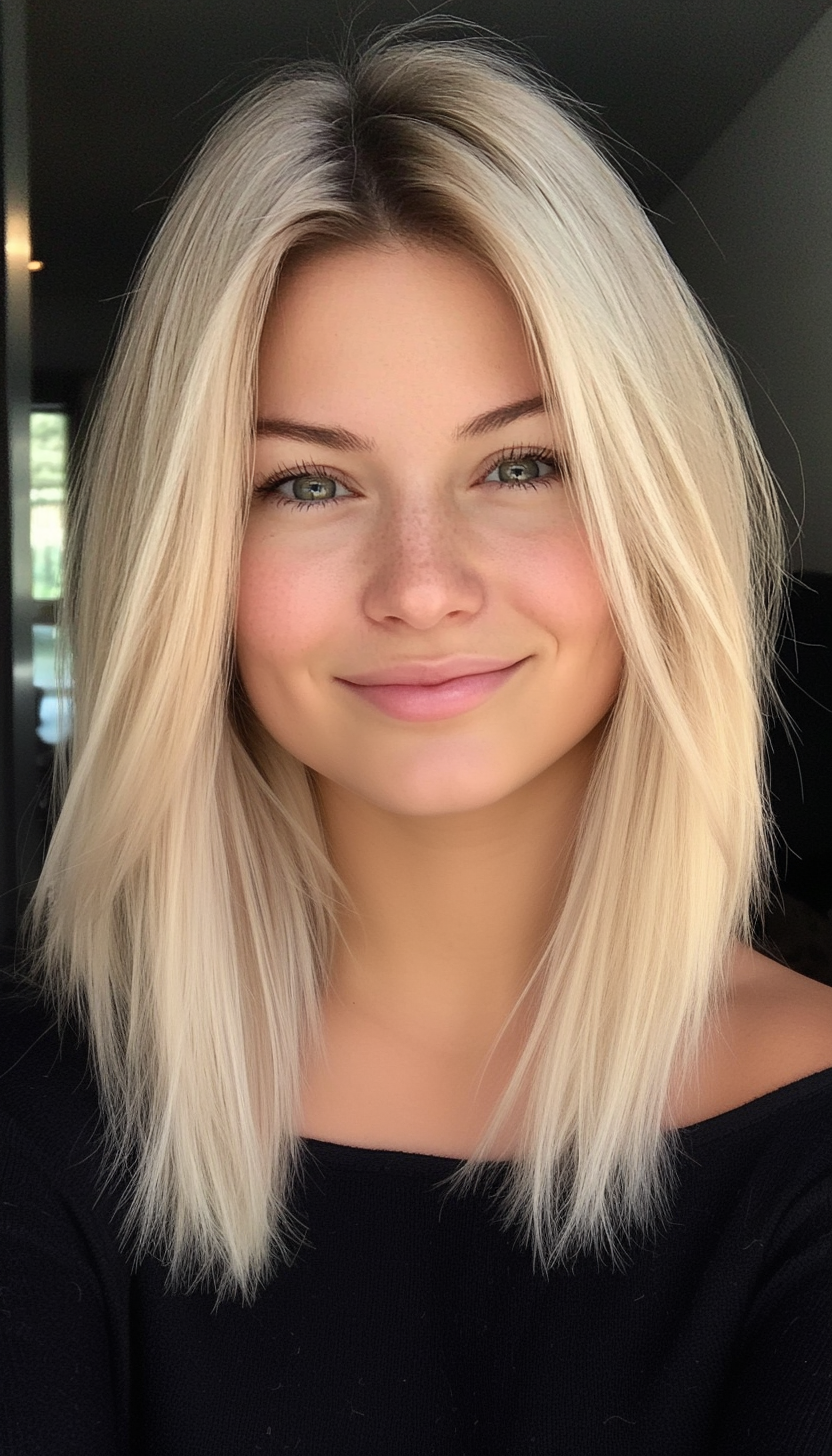 4. Champagne Blonde Blunt Cut (Straight Blonde Hairstyles) - Straight Blonde Hairstyles