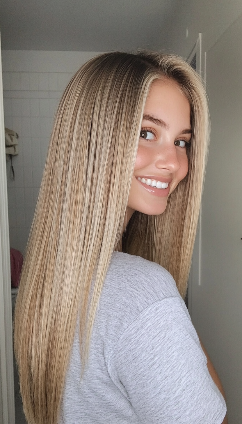 5. Sunlit Blonde Tapered Ends (Straight Blonde Hairstyles) - Straight Blonde Hairstyles