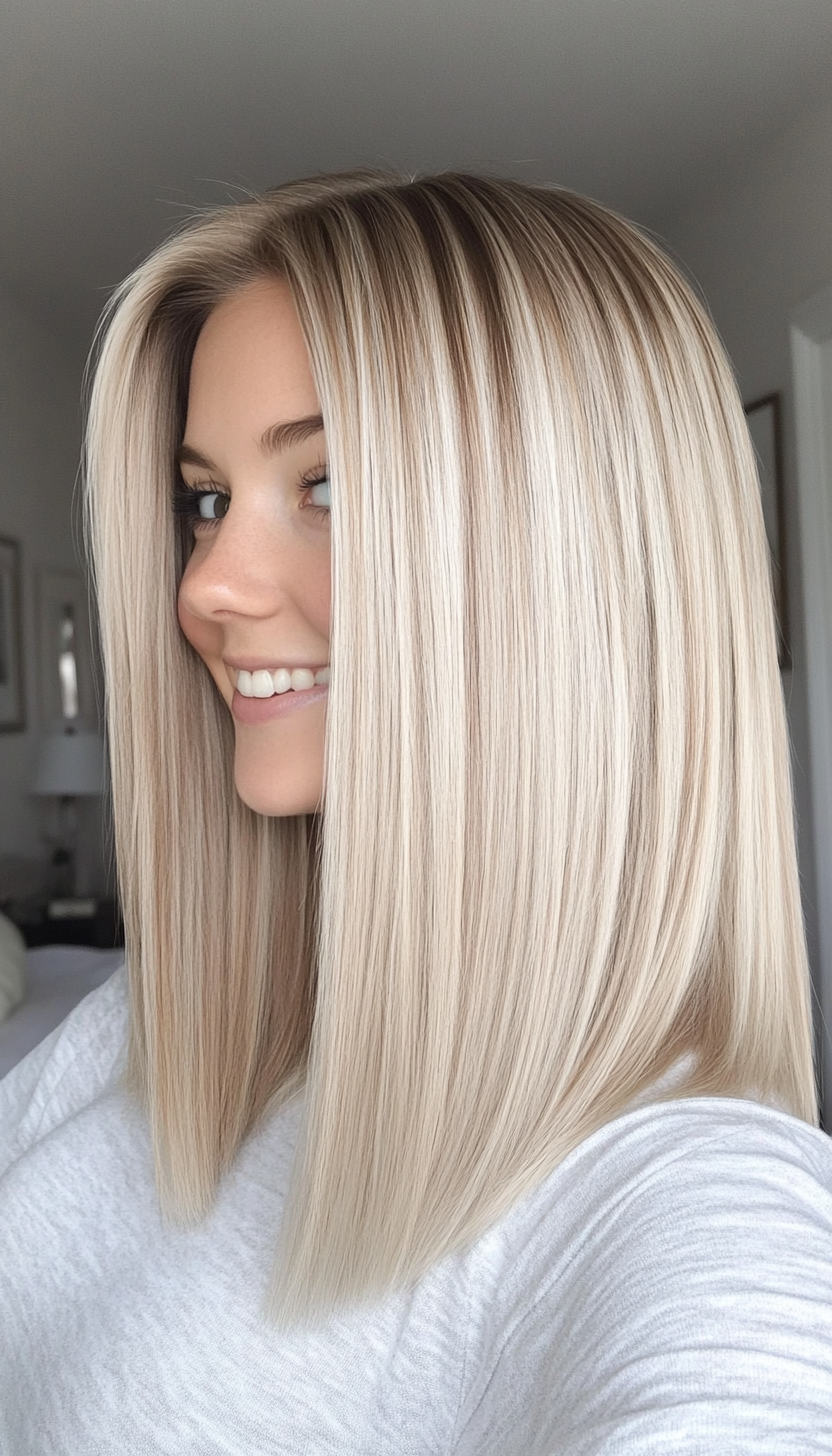 6. Buttery Blonde Shoulder-Length Cut (Straight Blonde Hairstyles) - Straight Blonde Hairstyles