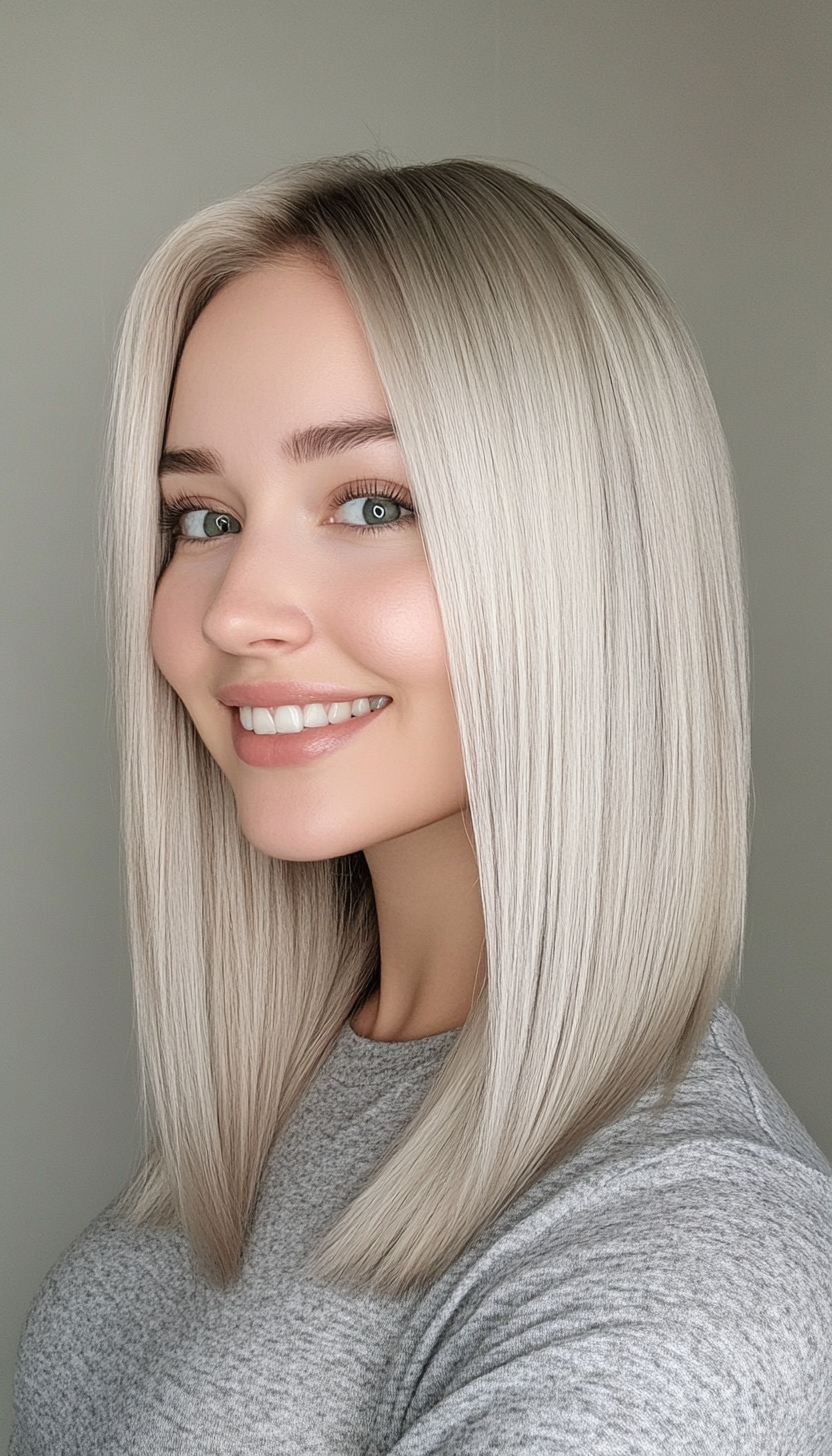 11. Silky Pearl Blonde Minimalist Cut (Straight Blonde Hairstyles) - Straight Blonde Hairstyles