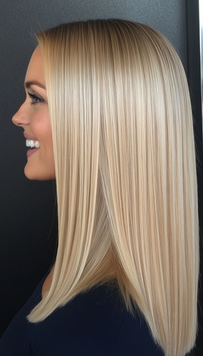 15. Ivory Blonde Mid-Length Cut (Straight Blonde Hairstyles) - Straight Blonde Hairstyles