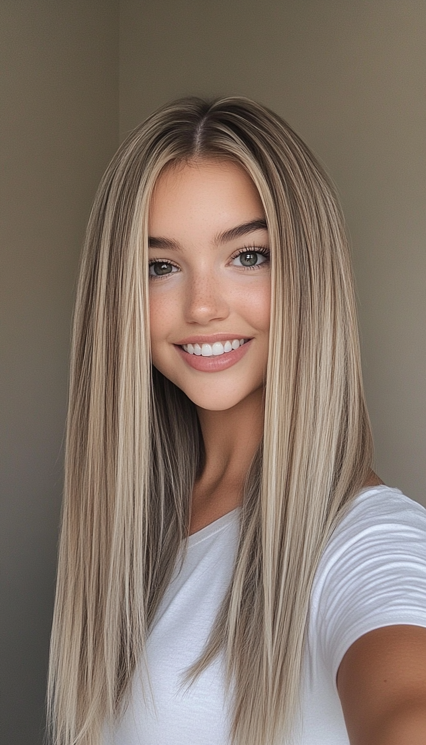 19. Sunkissed Blonde Straight Hair with Wispy Ends (Straight Blonde Hairstyles) - Straight Blonde Hairstyles
