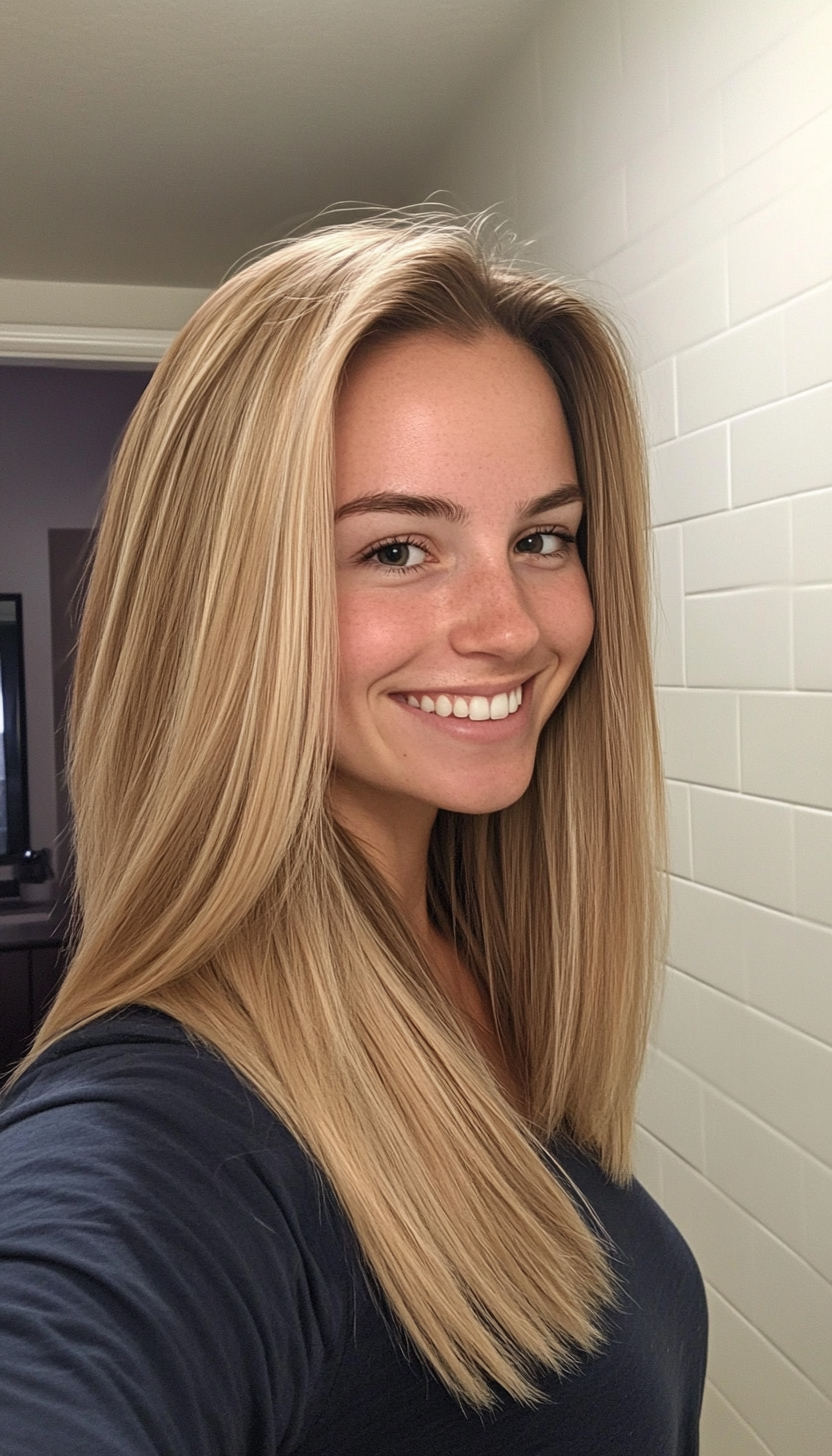22. Dusty Blonde Tapered Ends (Straight Blonde Hairstyles) - Straight Blonde Hairstyles