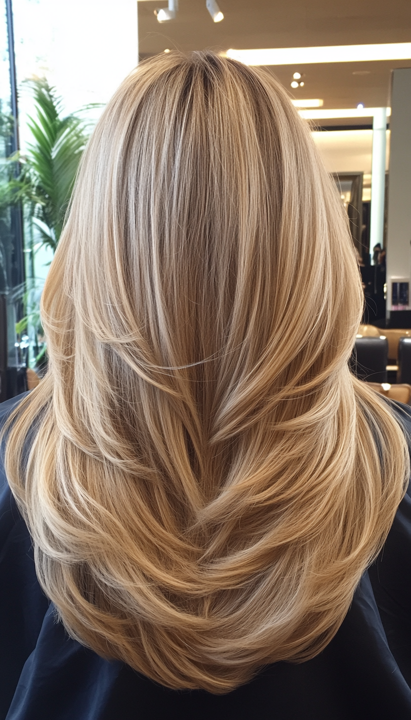 12. Voluminous Blowout Layers with Sandy Blonde (Long Hairstyles For Women Over 50) - Long Hairstyles For Women Over 50