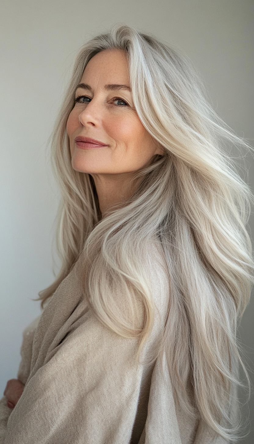 14. Wispy Layers with Soft Beige Blonde (Long Hairstyles For Women Over 50) - Long Hairstyles For Women Over 50
